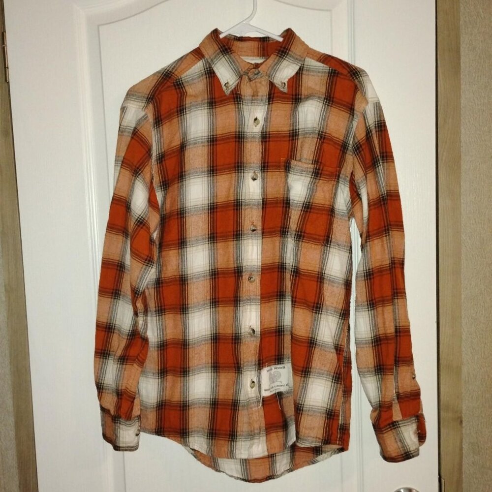 Men's long sleeve orange & black flannel Sz. M
